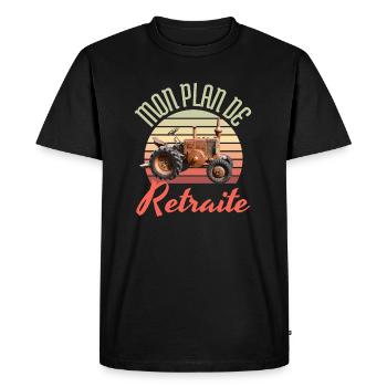 mon plan de retraite - le tracteur - T-shirt Premium bio Homme - noir - Devant - Nico (187cm)