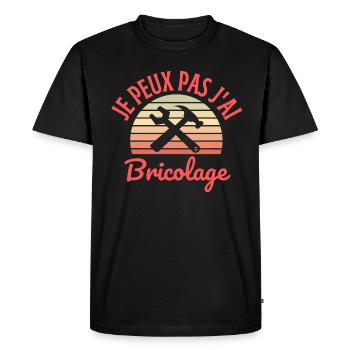 je peux pas j'ai bricolage - T-shirt Premium bio Homme - noir - Devant - Nico (187cm)