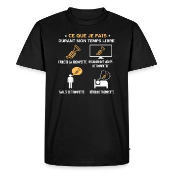 Ce que je fais durant mon temps libre trompette - T-shirt Premium bio Homme - noir - Devant - Nico (187cm)