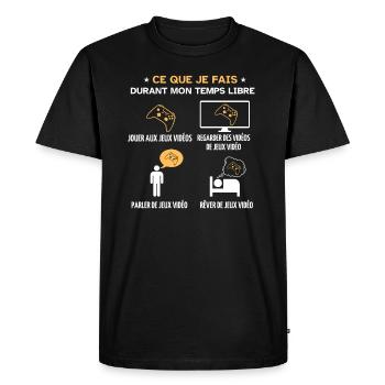 Ce que je fais durant mon temps libre console - T-shirt Premium bio Homme - noir - Devant - Nico (187cm)