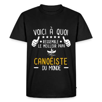 voici meilleur papa canoëiste au monde père canoë - T-shirt Premium bio Homme - noir - Devant - Nico (187cm)