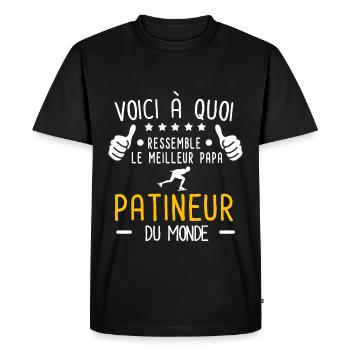 voici meilleur papa patineur au monde patinage - T-shirt Premium bio Homme - noir - Devant - Nico (187cm)