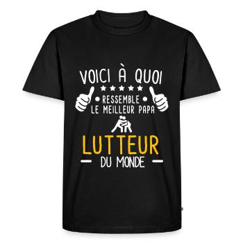 voici meilleur papa lutteur au monde père lutte - T-shirt Premium bio Homme - noir - Devant - Nico (187cm)