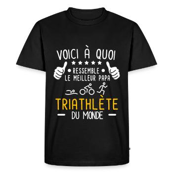 voici meilleur papa triathlète au monde triathlon - T-shirt Premium bio Homme - noir - Devant - Nico (187cm)