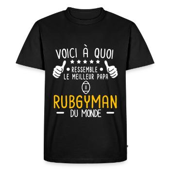voici meilleur papa rubgyman au monde père rugby - T-shirt Premium bio Homme - noir - Devant - Nico (187cm)