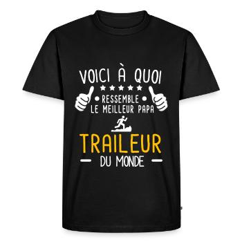 voici meilleur papa traileur au monde père trail - T-shirt Premium bio Homme - noir - Devant - Nico (187cm)