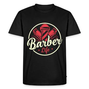 Barbier Life Coiffeur Coupe de cheveux - T-shirt Premium bio Homme - noir - Devant - Nico (187cm)