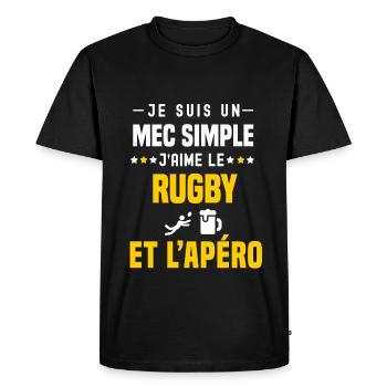 apéro rugby sport mec simple - T-shirt Premium bio Homme - noir - Devant - Nico (187cm)