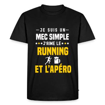 apéro running mec simple - T-shirt Premium bio Homme - noir - Devant - Nico (187cm)