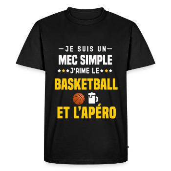 apéro basketball mec simple - T-shirt Premium bio Homme - noir - Devant - Nico (187cm)