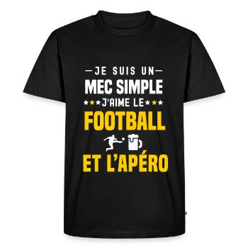 apéro football humour mec simple - T-shirt Premium bio Homme - noir - Devant - Nico (187cm)