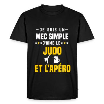 apéro judo mec simple - T-shirt Premium bio Homme - noir - Devant - Nico (187cm)