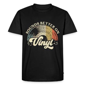Schallplatte Vinyl Musik Plattenspieler retro - Männer Premium Bio T-Shirt - Schwarz - Vorne - Nico (187cm)