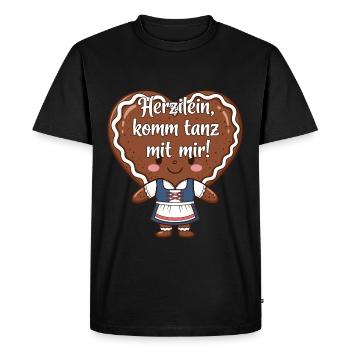 Herzilein, viens danser avec moi ! - T-shirt Premium bio Homme - noir - Devant - Nico (187cm)