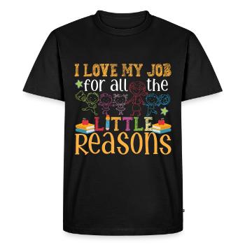 J’aime mon travail pour toutes les petites raisons | Enseignant - T-shirt Premium bio Homme - noir - Devant - Nico (187cm)