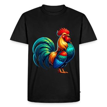 Belle image de coq - T-shirt Premium bio Homme - noir - Devant - Nico (187cm)