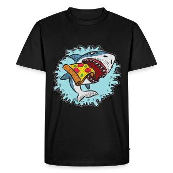 Shark Love Pizza Enthusiast Artistic Design - Men's Premium Organic T-Shirt - black - Front - Nico (187cm)