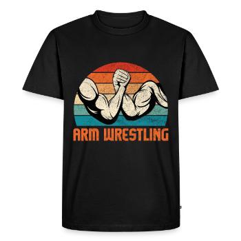 Retro Vintage Arm Wrestling Sport Arm Wrestler - T-shirt Premium bio Homme - noir - Devant - Nico (187cm)