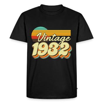 1932 Né 90 ans Anniversaire Rétro - T-shirt Premium bio Homme - noir - Devant - Nico (187cm)