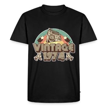 1974 Anniversaire né en 1974 Retro Vintage - T-shirt Premium bio Homme - noir - Devant - Nico (187cm)