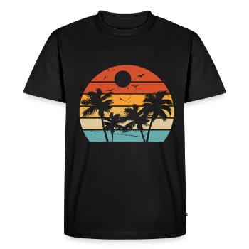 Palm Coconut Trees Beach Beach Retro - Men's Premium Organic T-Shirt - black - Front - Nico (187cm)