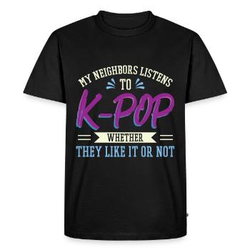 My Neighbprs Listens To K-Pop - Men's Premium Organic T-Shirt - black - Front - Nico (187cm)