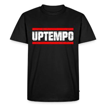 Uptempo - Rave - Hardstyle - Gabber - Gift - Men's Premium Organic T-Shirt - black - Front - Nico (187cm)