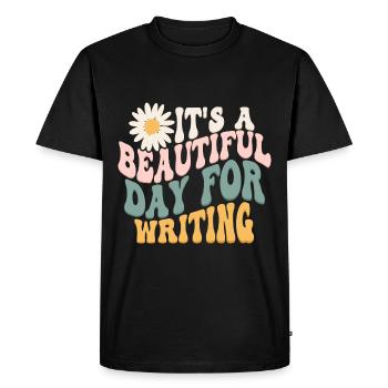 Writing - Men's Premium Organic T-Shirt - black - Front - Nico (187cm)