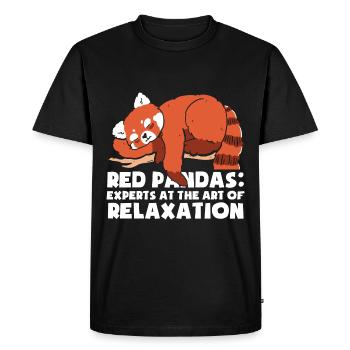 Panda roux endormi - T-shirt Premium bio Homme - noir - Devant - Nico (187cm)