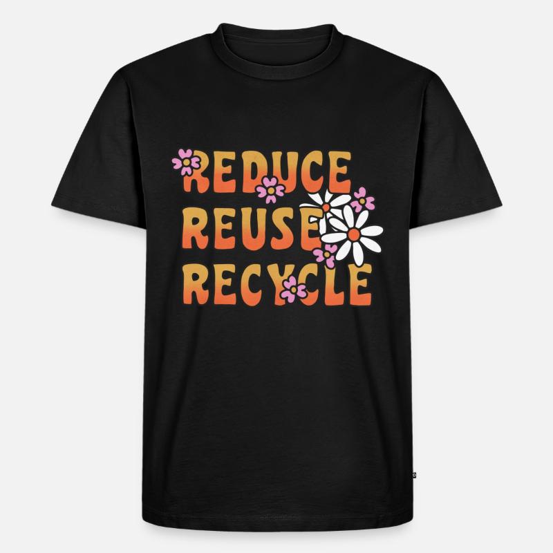 Reduce Reuse Recycle Blümchen - Männer Premium Bio T-Shirt - Schwarz