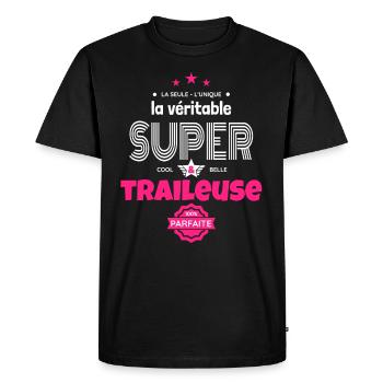 super traileuse 100% parfaite t-shirt humour - T-shirt Premium bio Homme - noir - Devant - Nico (187cm)