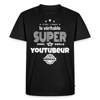 super youtubeur 100% génial t-shirt humour - T-shirt Premium bio Homme - noir - Devant - Nico (187cm)