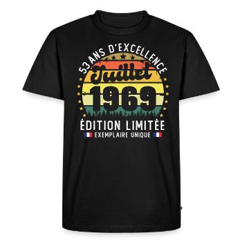 53 Ans Anniversaire Vintage Né en juillet 1969 - T-shirt Premium bio Homme - noir - Devant - Nico (187cm)