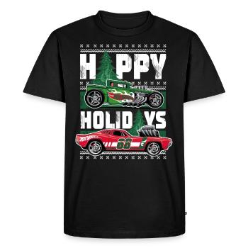 Hot Wheels Noël Happy Holidays - T-shirt Premium bio Homme - noir - Devant - Nico (187cm)