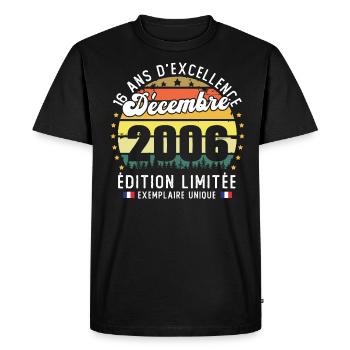 16 Ans Anniversaire Vintage Né en Décembre 2006 - T-shirt Premium bio Homme - noir - Devant - Nico (187cm)