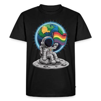 We are all human LGBTQIA+ Pride Astronaut - Men's Premium Organic T-Shirt - black - Front - Nico (187cm)