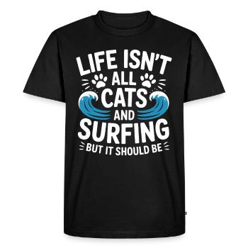 Surf Dire Chats Drôle Surf Cadeau - T-shirt Premium bio Homme - noir - Devant - Nico (187cm)
