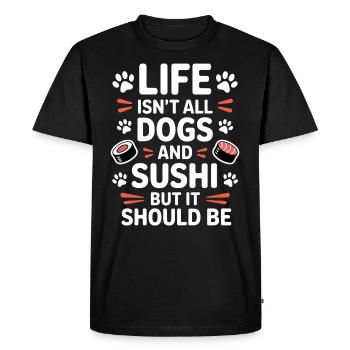 Sushi Dogs Japon Drôle Kawaii Sushi Cadeau - T-shirt Premium bio Homme - noir - Devant - Nico (187cm)