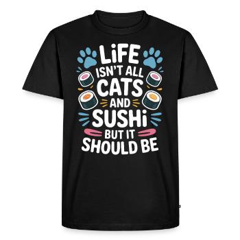 Sushi Cats Japon Drôle Kawaii Sushi Cadeau - T-shirt Premium bio Homme - noir - Devant - Nico (187cm)