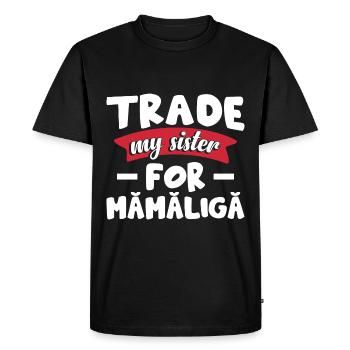 Échangez ma sœur contre Mamaliga - T-shirt Premium bio Homme - noir - Devant - Nico (187cm)