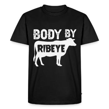 Délice de viande de steak de faux-filet - T-shirt Premium bio Homme - noir - Devant - Nico (187cm)