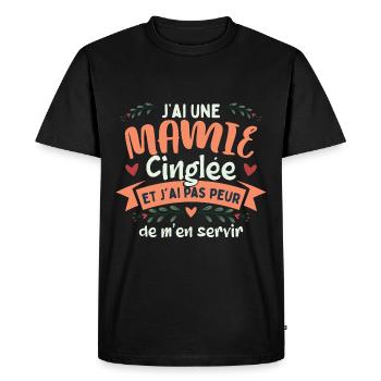 Mamie Cinglée - T-shirt Premium bio Homme - noir - Devant - Nico (187cm)