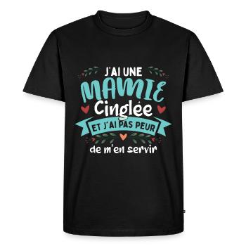 J'Ai Une Mamie Cinglée - T-shirt Premium bio Homme - noir - Devant - Nico (187cm)