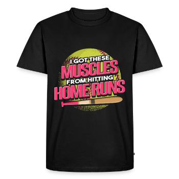 J’ai eu ces muscles en frappant des coups de circuit - T-shirt Premium bio Homme - noir - Devant - Nico (187cm)