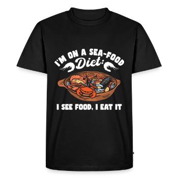 Humour de croisière Drôle de fruits de mer - T-shirt Premium bio Homme - noir - Devant - Nico (187cm)