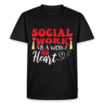 Le travail social est un travail de cœur - T-shirt Premium bio Homme - noir - Devant - Nico (187cm)