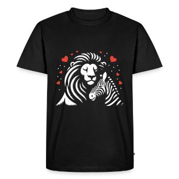 Leo et Zèbre Amour et amitié - T-shirt Premium bio Homme - noir - Devant - Nico (187cm)