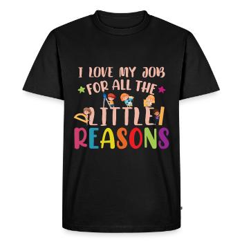 Professeur J’aime mon travail pour toutes les petites raisons - T-shirt Premium bio Homme - noir - Devant - Nico (187cm)