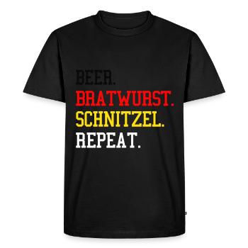 Bière-Bratwurst-Schnitzel Répéter les grillades allemandes - T-shirt Premium bio Homme - noir - Devant - Nico (187cm)