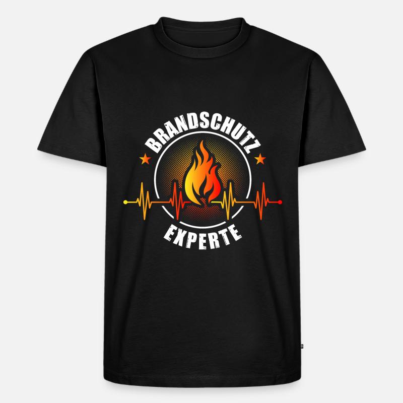 Brandschutz Experte Herzschlag - Männer Premium Bio T-Shirt - Schwarz
